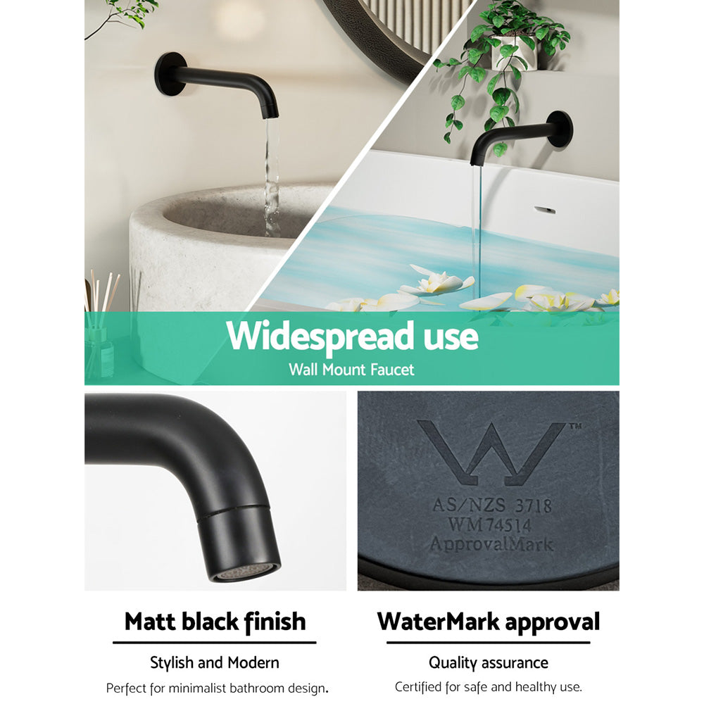 Cefito Bathroom Mixer Spout Wall Bath Tap Round Shower Bathtub Black TAP-A-SPOUT-BK