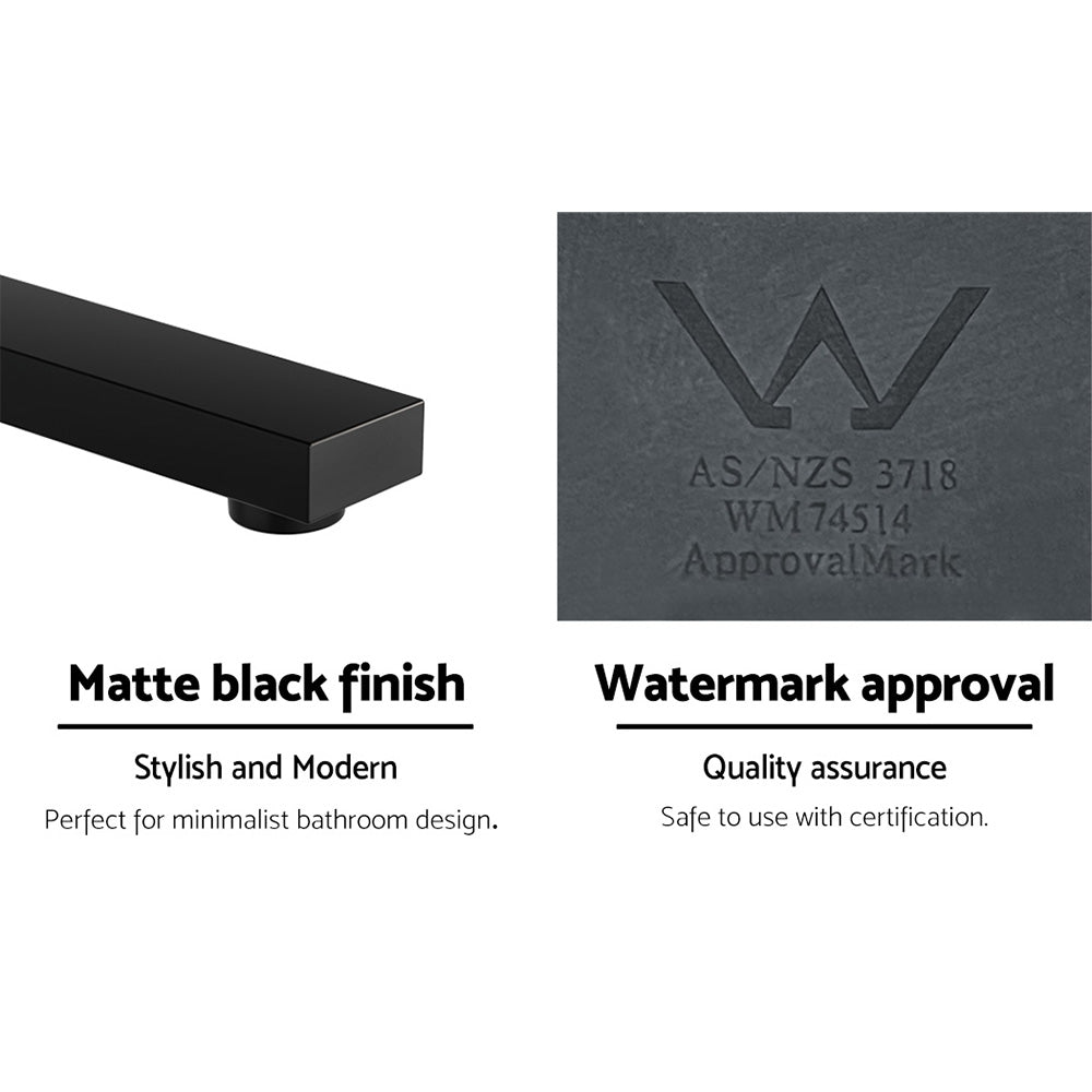 Cefito Bathroom Mixer Spout Wall Bath Tap Square Swivel Bathtub Black TAP-A-SPOUT05-BK