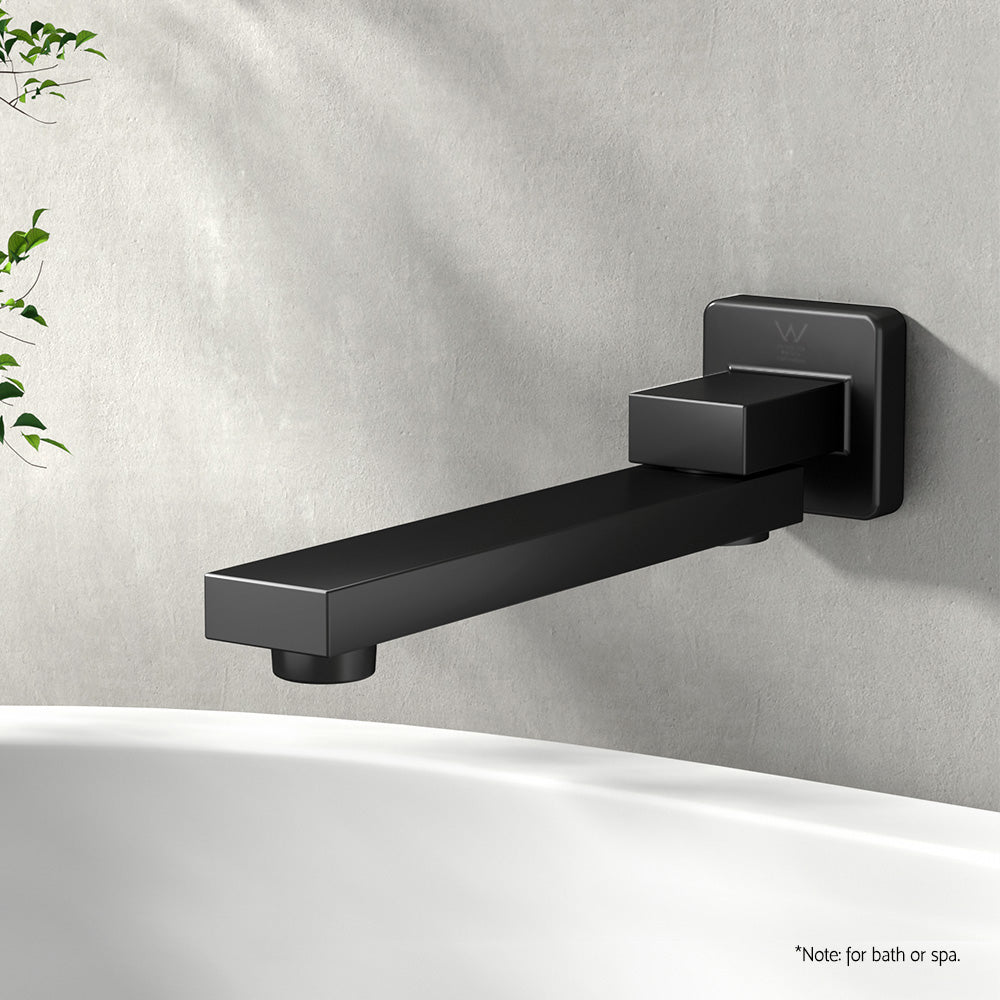 Cefito Bathroom Mixer Spout Wall Bath Tap Square Swivel Bathtub Black TAP-A-SPOUT05-BK