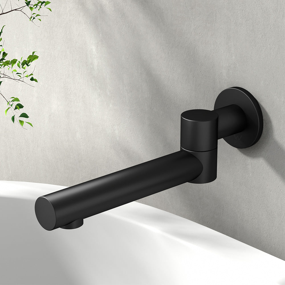 Cefito Bathroom Mixer Spout Wall Bath Tap Round Swivel Bathtub Black TAP-A-SPOUT07-BK