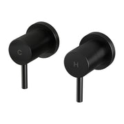 Cefito Basin Twin Tap Wall Round Brass Faucet Shower Bathtub Black TAP-A-TAPS-RO-BK