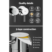 Cefito Basin Twin Tap Wall Round Brass Faucet Shower Bathtub Chrome TAP-A-TAPS-RO-SI