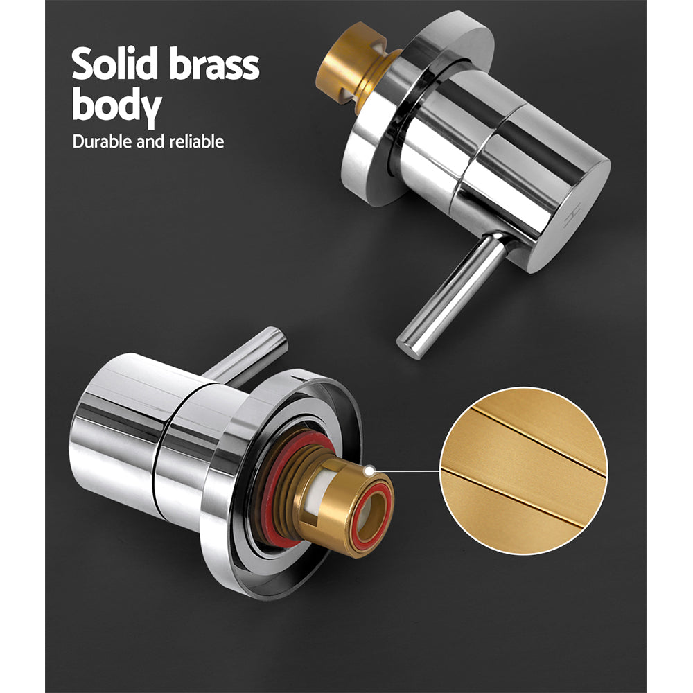 Cefito Basin Twin Tap Wall Round Brass Faucet Shower Bathtub Chrome TAP-A-TAPS-RO-SI