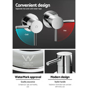 Cefito Basin Twin Tap Wall Round Brass Faucet Shower Bathtub Chrome TAP-A-TAPS-RO-SI