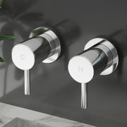 Cefito Basin Twin Tap Wall Round Brass Faucet Shower Bathtub Chrome TAP-A-TAPS-RO-SI