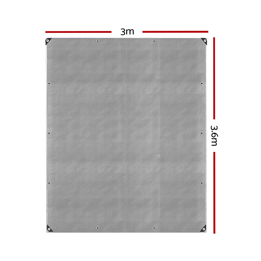 Instahut Tarp Tarpaulin 3x3.6m Canvas Camping Heavy Duty Sun Cover TARP-BKSI-3X36