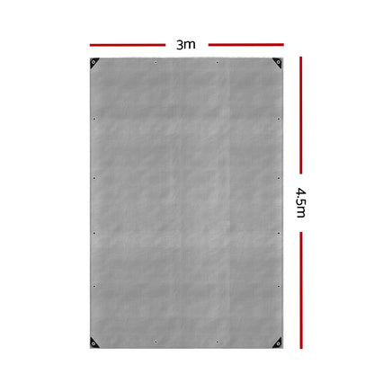 Instahut Tarp Tarpaulin 3x4.5m Canvas Camping Heavy Duty Sun Cover TARP-BKSI-3X45
