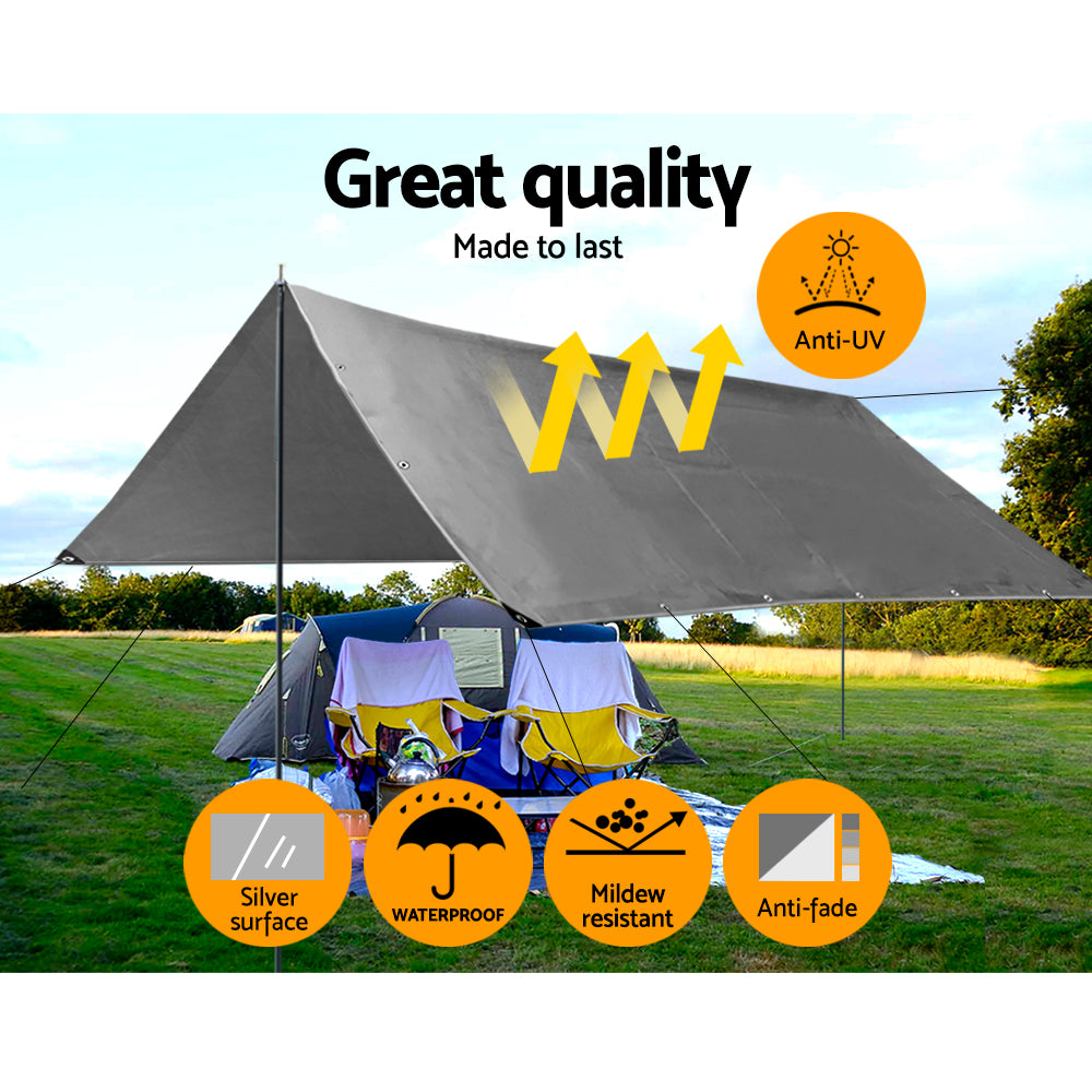 Instahut Tarp Tarpaulin 3x4.5m Canvas Camping Heavy Duty Sun Cover TARP-BKSI-3X45