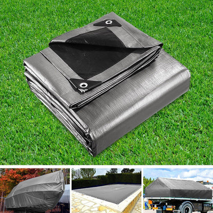 Instahut Tarp Tarpaulin 3x4.5m Canvas Camping Heavy Duty Sun Cover TARP-BKSI-3X45
