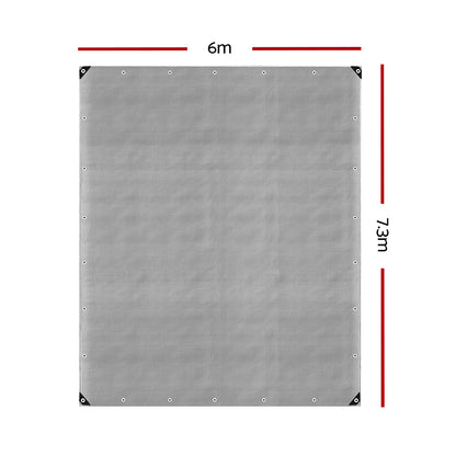 Instahut Tarp Tarpaulin 6x7.3m Canvas Camping Heavy Duty Sun Cover TARP-BKSI-6X73