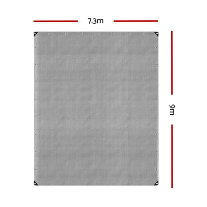 Instahut Tarp Tarpaulin 7.3x9m Canvas Camping Heavy Duty Sun Cover TARP-BKSI-73X9