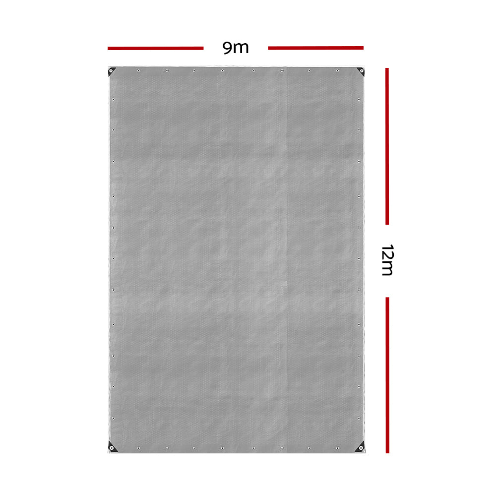 Instahut Tarp Tarpaulin 9x12m Canvas Camping Heavy Duty Sun Cover TARP-BKSI-9X12