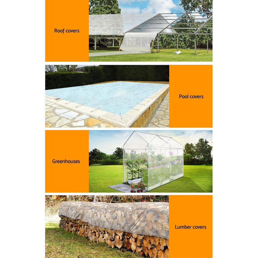 Instahut Tarp Tarpaulin 5x6m Canvas Heavy Duty Camping Cover Clear TARP-CLEAR-5X6