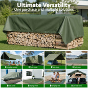 Instahut 2x3m Tarp Tarpaulin 600GSM Camping Canvas Heavy Duty Water Resistant TARP-GR-2X3