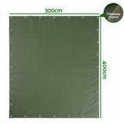 Instahut 3x4m Tarp Tarpaulin 600GSM Camping Canvas Heavy Duty Water Resistant TARP-GR-3X4