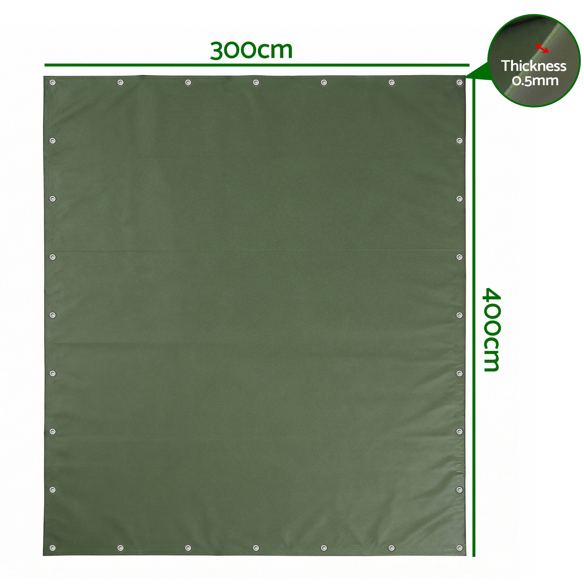 Instahut 3x4m Tarp Tarpaulin 600GSM Camping Canvas Heavy Duty Water Resistant TARP-GR-3X4