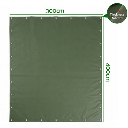 Instahut 3x4m Tarp Tarpaulin 600GSM Camping Canvas Heavy Duty Water Resistant TARP-GR-3X4