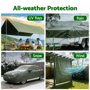 Instahut 3x4m Tarp Tarpaulin 600GSM Camping Canvas Heavy Duty Water Resistant TARP-GR-3X4