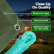Instahut 3x4m Tarp Tarpaulin 600GSM Camping Canvas Heavy Duty Water Resistant TARP-GR-3X4