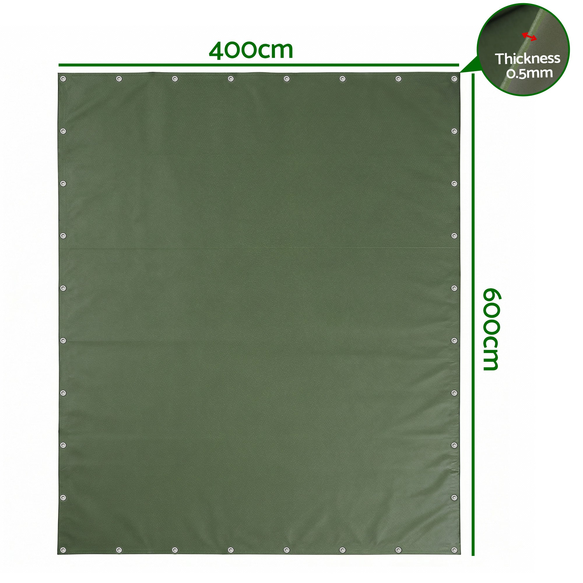 Instahut 4x6m Tarp Tarpaulin 600GSM Camping Canvas Heavy Duty Water Resistant TARP-GR-4X6