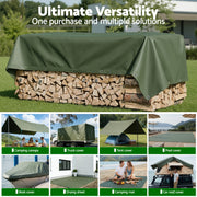 Instahut 4x6m Tarp Tarpaulin 600GSM Camping Canvas Heavy Duty Water Resistant TARP-GR-4X6