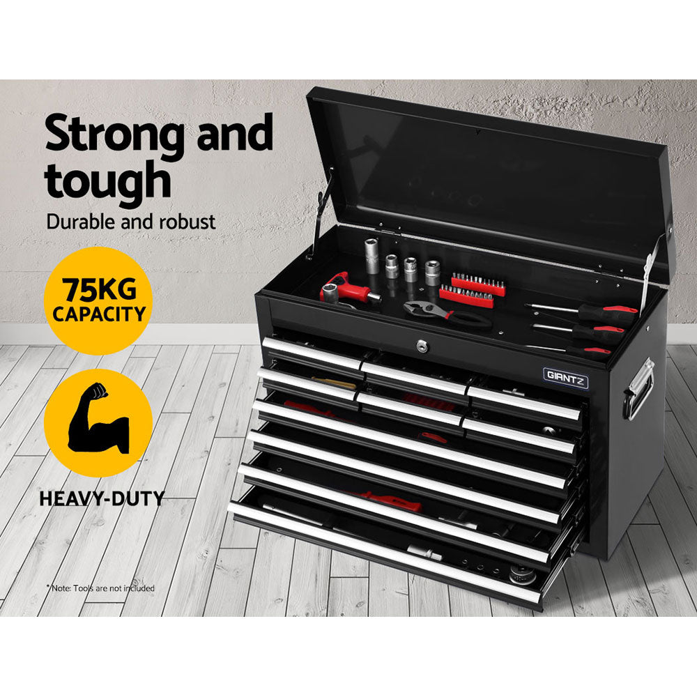 Giantz 10 Drawer Tool Box Cabinet Chest Toolbox Storage Garage Organiser Black TB-10DR-CHEST-BK