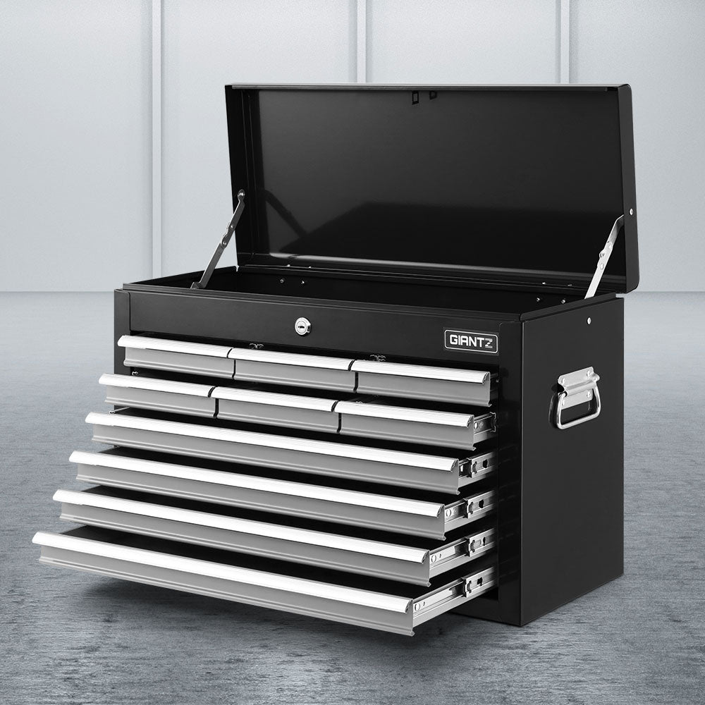 Giantz 10 Drawer Tool Box Cabinet Chest Toolbox Storage Garage Organiser Grey TB-10DR-CHEST-BKGY
