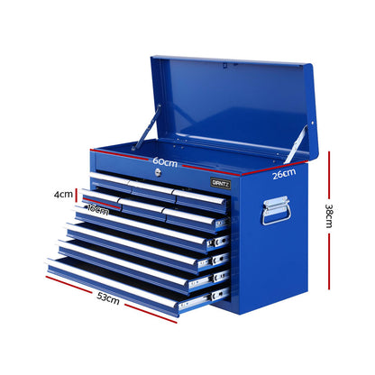 Giantz 10 Drawer Tool Box Cabinet Chest Toolbox Storage Garage Organiser Blue TB-10DR-CHEST-BL