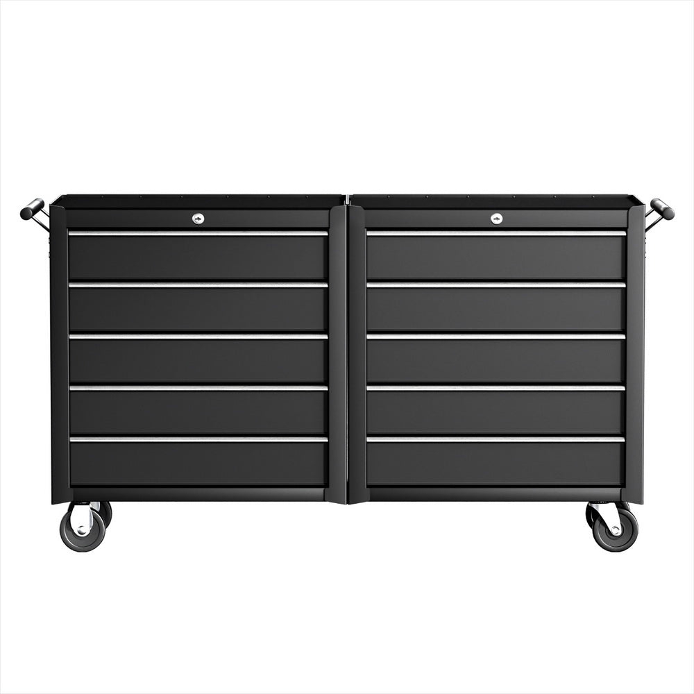 Giantz Tool Chest Trolley 10 Drawers Toolbox Storage Black TB-10DR-ROLL-BK-AB