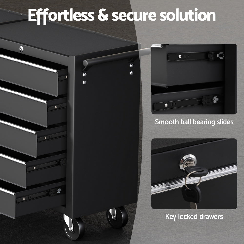 Giantz Tool Chest Trolley 10 Drawers Toolbox Storage Black TB-10DR-ROLL-BK-AB