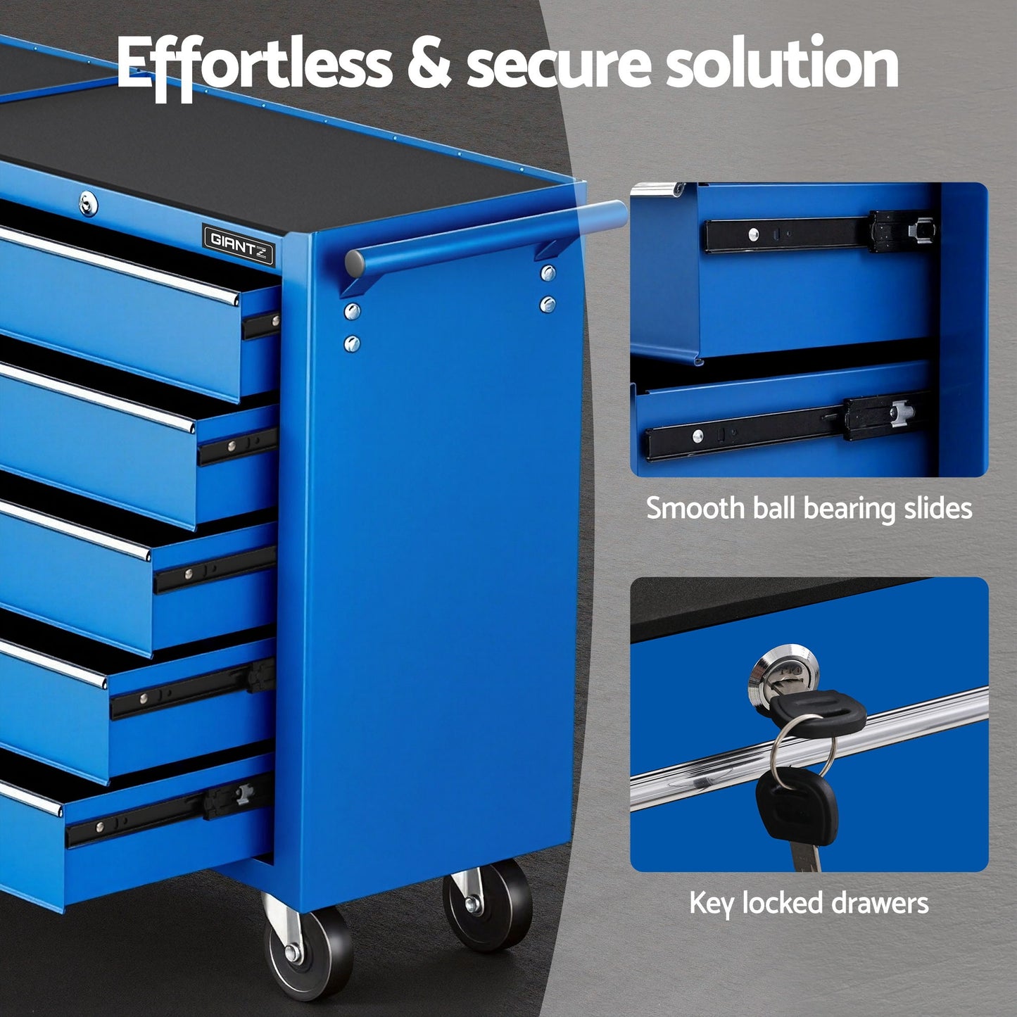 Giantz Tool Chest Trolley 10 Drawers Toolbox Storage Blue TB-10DR-ROLL-BL-AB