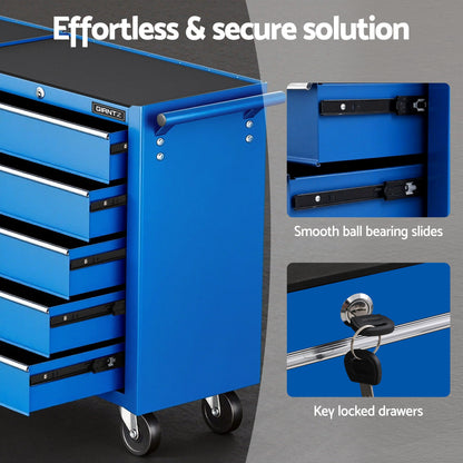 Giantz Tool Chest Trolley 10 Drawers Toolbox Storage Blue TB-10DR-ROLL-BL-AB
