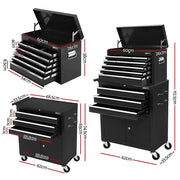 Giantz Tool Chest Trolley 12 Drawers Storage Cabinet Toolbox TB-12DR-93-BK