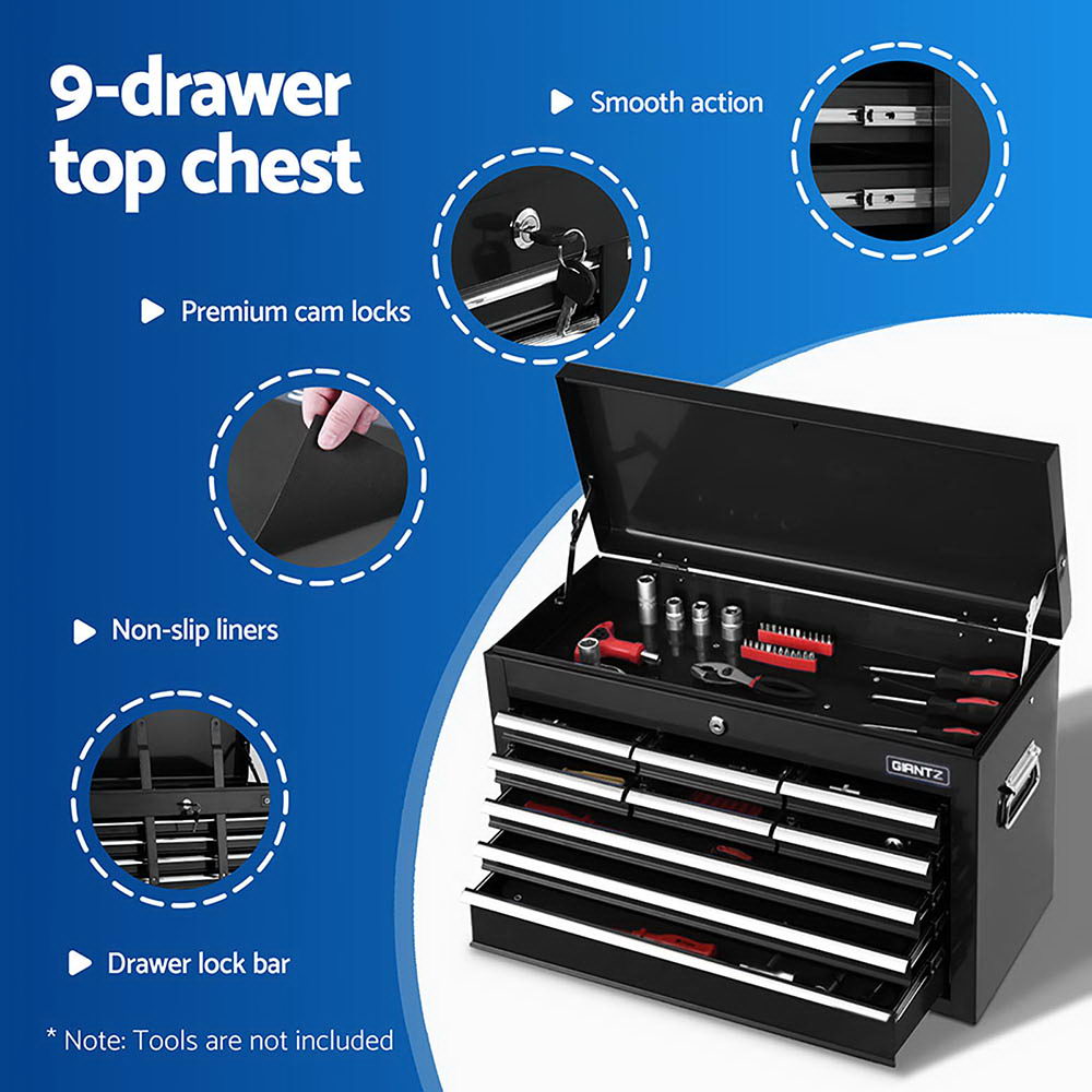 Giantz Tool Chest Trolley 12 Drawers Storage Cabinet Toolbox TB-12DR-93-BK