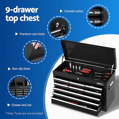 Giantz Tool Chest Trolley 12 Drawers Storage Cabinet Toolbox TB-12DR-93-BK