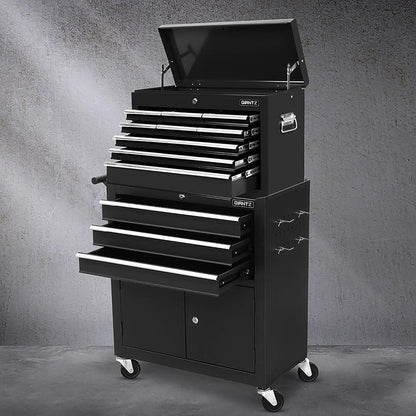 Giantz Tool Chest Trolley 12 Drawers Storage Cabinet Toolbox TB-12DR-93-BK