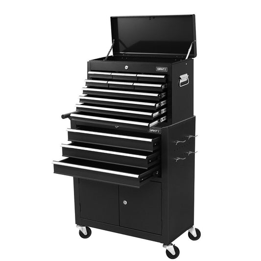 Giantz 13 Drawer Tool Box Cabinet Chest Toolbox Storage Garage Organiser Black TB-13DR-103-BK