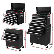 Giantz 13 Drawer Tool Box Cabinet Chest Toolbox Storage Garage Organiser Black TB-13DR-103-BK