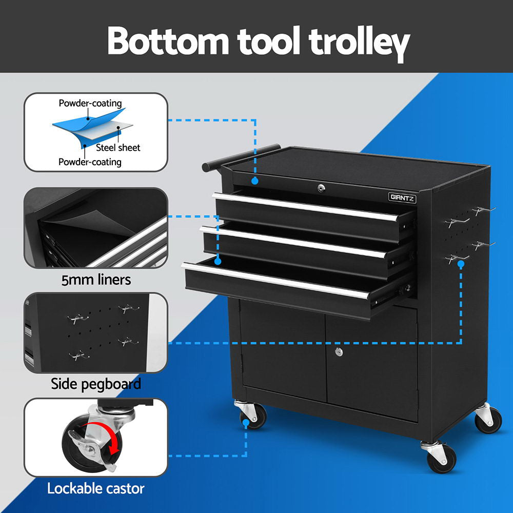 Giantz 13 Drawer Tool Box Cabinet Chest Toolbox Storage Garage Organiser Black TB-13DR-103-BK