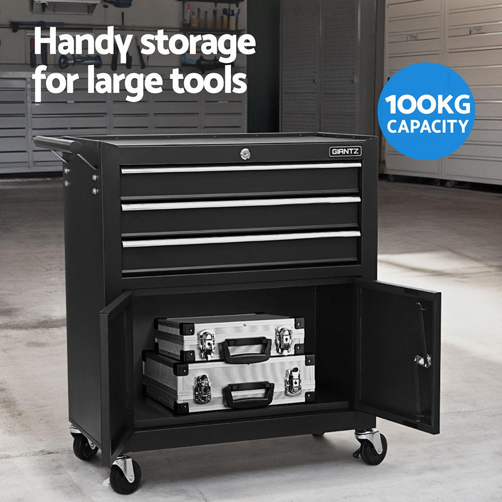 Giantz 13 Drawer Tool Box Cabinet Chest Toolbox Storage Garage Organiser Black TB-13DR-103-BK