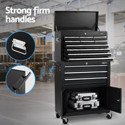 Giantz 13 Drawer Tool Box Cabinet Chest Toolbox Storage Garage Organiser Black TB-13DR-103-BK