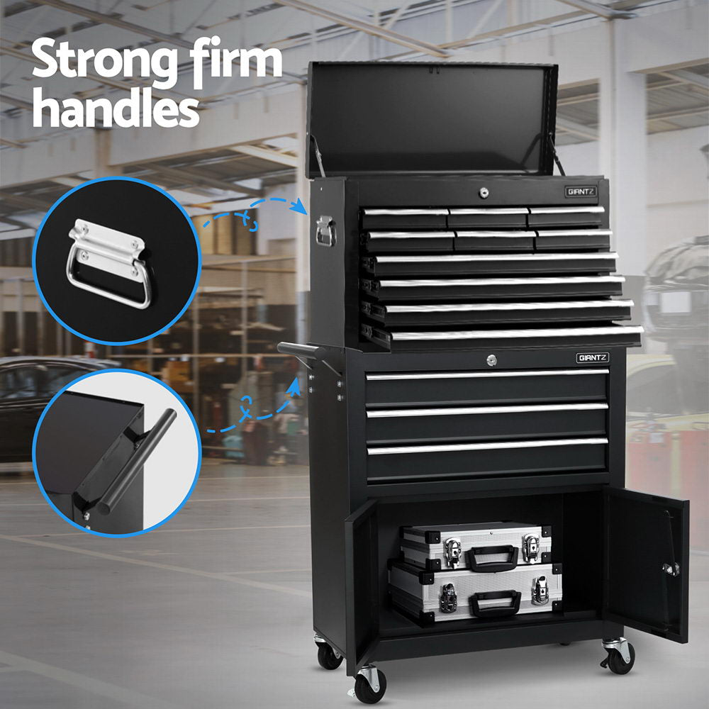 Giantz 13 Drawer Tool Box Cabinet Chest Toolbox Storage Garage Organiser Black TB-13DR-103-BK