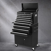 Giantz 13 Drawer Tool Box Cabinet Chest Toolbox Storage Garage Organiser Black TB-13DR-103-BK