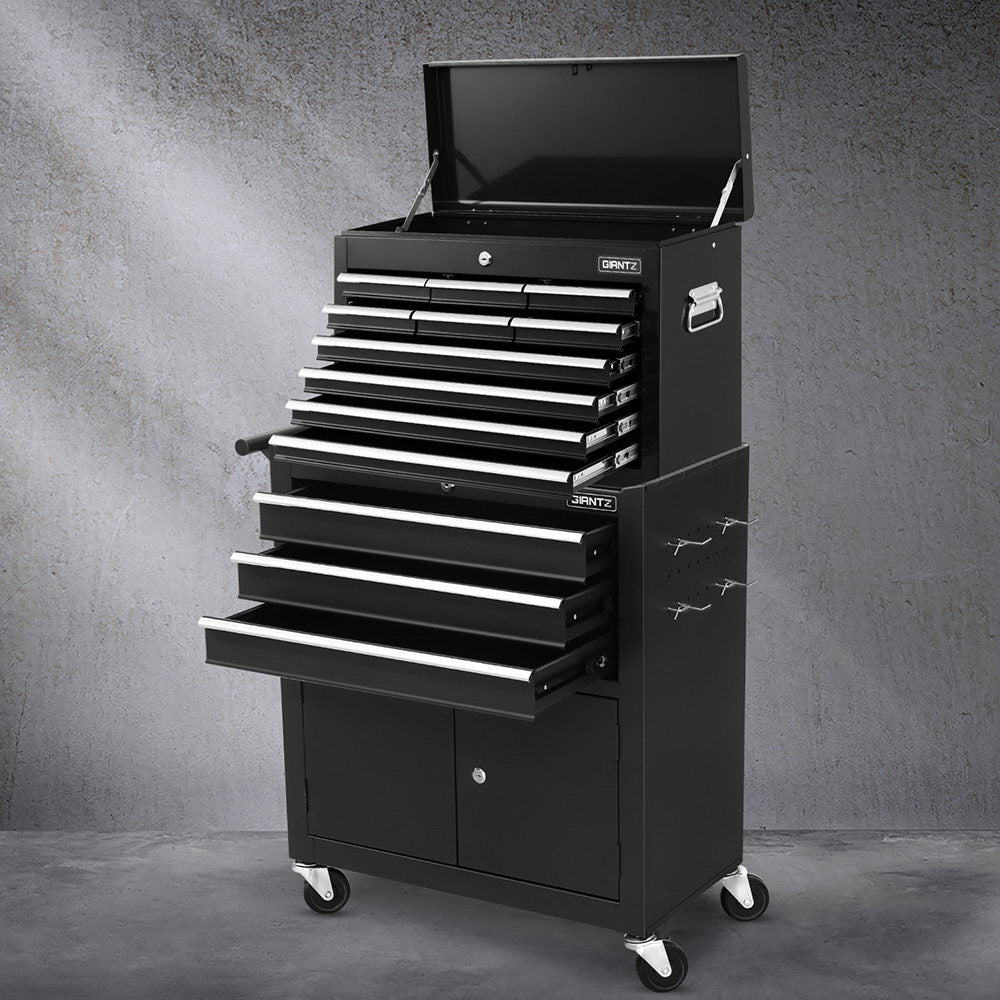 Giantz 13 Drawer Tool Box Cabinet Chest Toolbox Storage Garage Organiser Black TB-13DR-103-BK