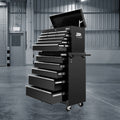 Giantz 14 Drawer Tool Box Cabinet Chest Mechanic Garage Storage Trolley Black