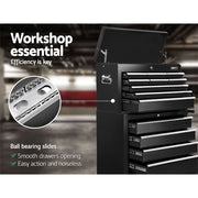 Giantz 14 Drawer Tool Box Cabinet Chest Mechanic Garage Storage Trolley Black