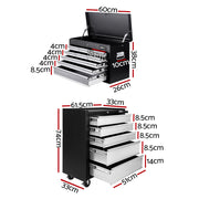 Giantz 14 Drawer Tool Box Cabinet Chest Mechanic Garage Storage Trolley Grey