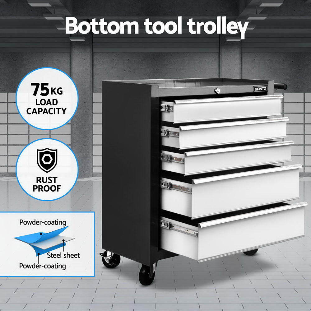 Giantz 15 Drawers Tool Chest Trolley Toolbox 2-in-1 Storage Black& Grey TB-15DR-105-BKGY