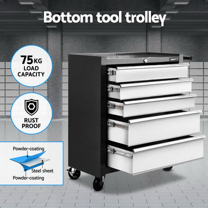 Giantz 15 Drawers Tool Chest Trolley Toolbox 2-in-1 Storage Black& Grey TB-15DR-105-BKGY