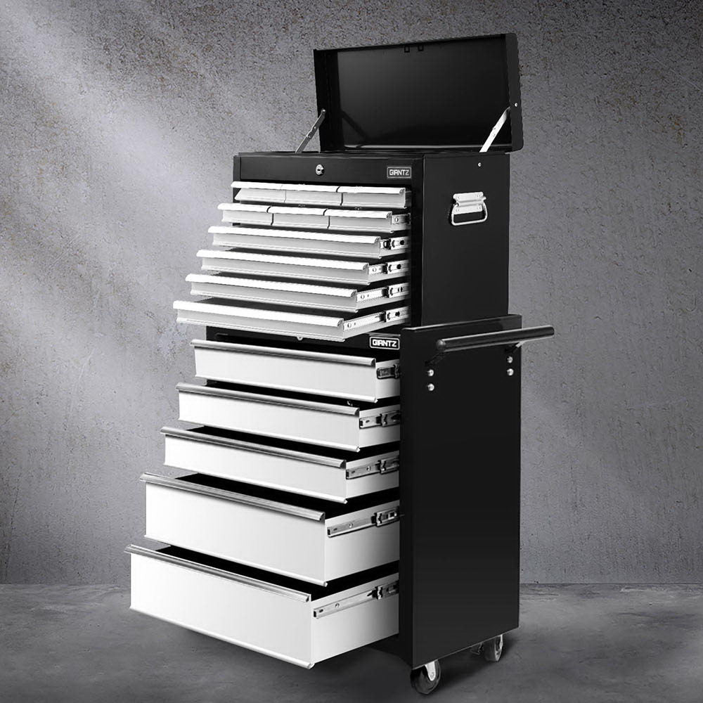Giantz 15 Drawers Tool Chest Trolley Toolbox 2-in-1 Storage Black& Grey TB-15DR-105-BKGY